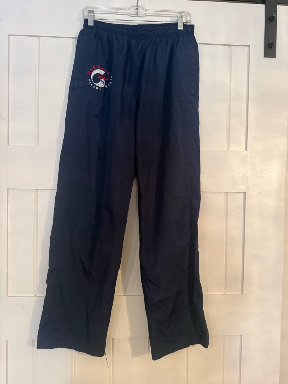 Navy Elastic-Waist Women’s Joggers with Subtle Graphic Slicks